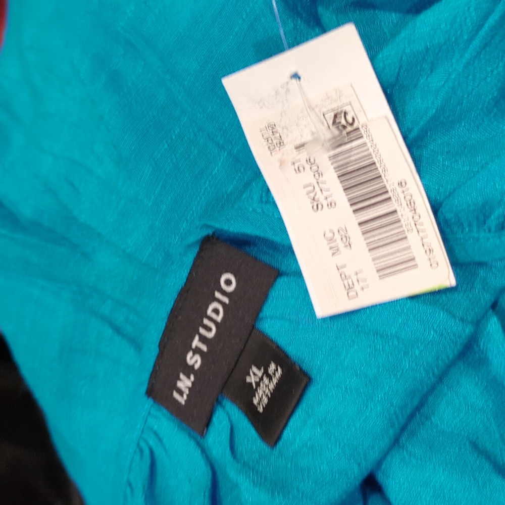 I.N. Studio Teal Textured Blouse Size Xl - Picture 8 of 8